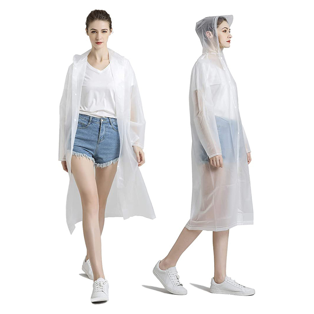 时尚eva雨衣厂家 半透明磨砂户外成人雨披 徒步旅游便携长款雨衣