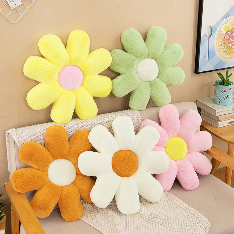 New Little Daisy Plush Cushion Contrast Color Cartoon Cute Office Seat Soft Cushion Sofa Cushion Wholesale