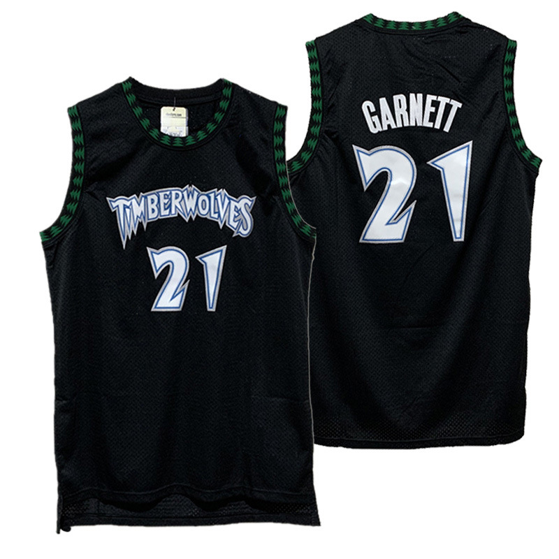 nba球衣男狼王加内特复古篮球服刺绣高街潮牌球裤透气短袖garnett