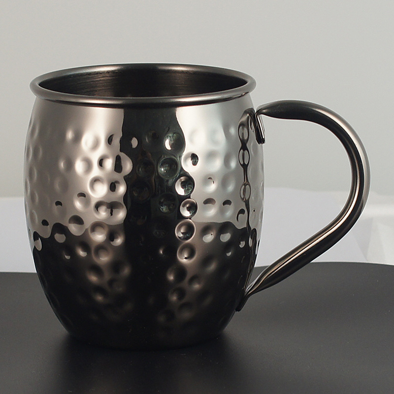 不锈钢圆弧手柄鼓型杯欧式鸡尾酒杯啤酒冷饮马克杯子莫斯科骡子杯