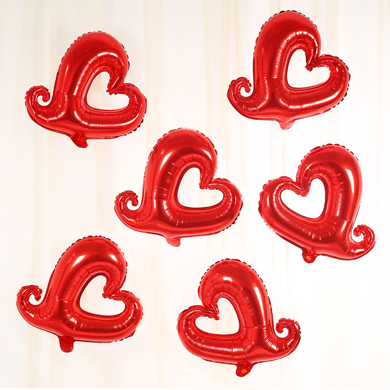 18-Inch Medium Hook Heart Aluminum Foil Balloon Valentine's Day Proposal Wedding Room Wedding Decoration Supplies Hook Heart Aluminum Film Balloon