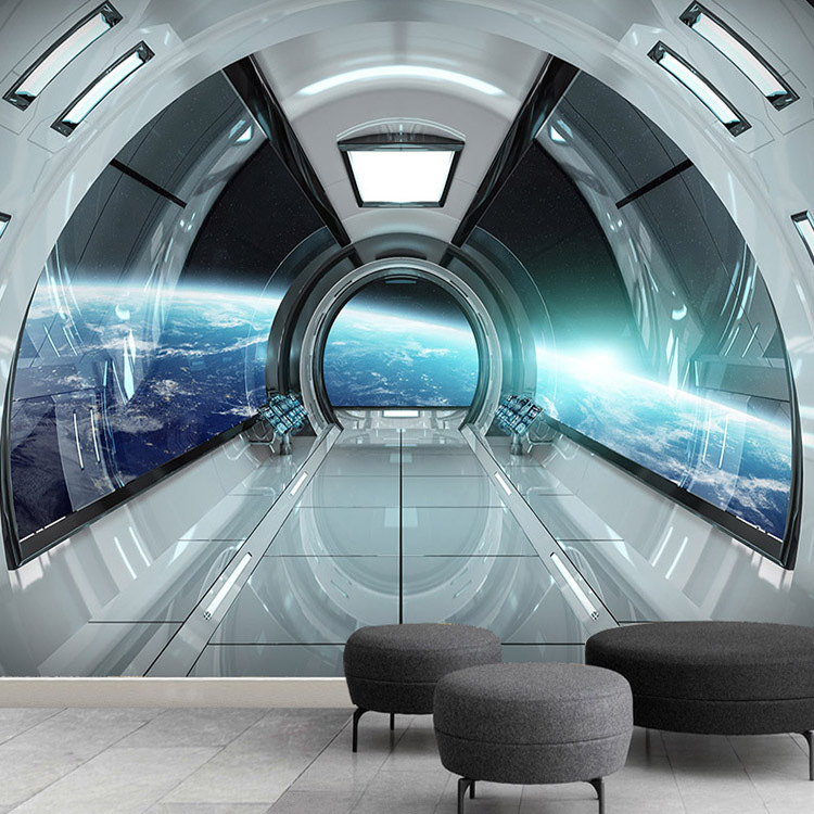 3d科幻太空舱星空宇宙立体空间壁画 办公室电竞酒店科技馆ktv壁纸