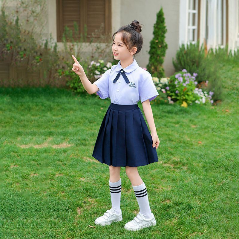 新款小学生毕业班服幼儿园园服女童泰式学院风校服洋气JK裙套装