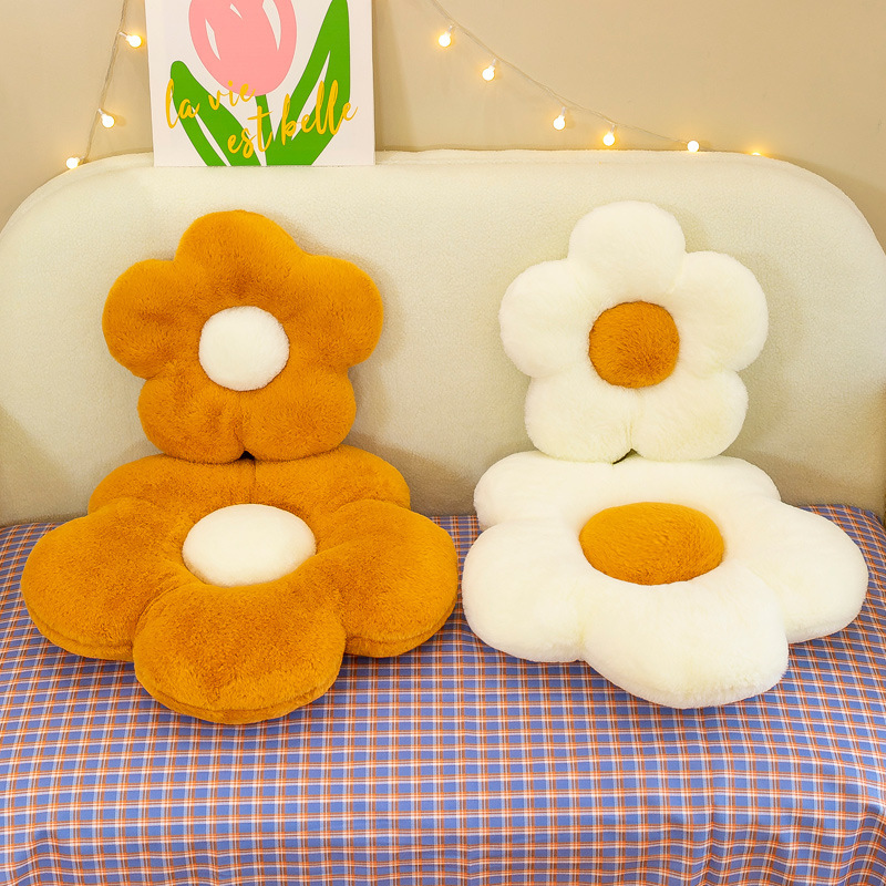 Wholesale Cross-Border Little Daisy Flower Cushion Flower Plush Pillow Seat Cushion Dehaired Angora Afternoon Nap Pillow Backrest Cushion