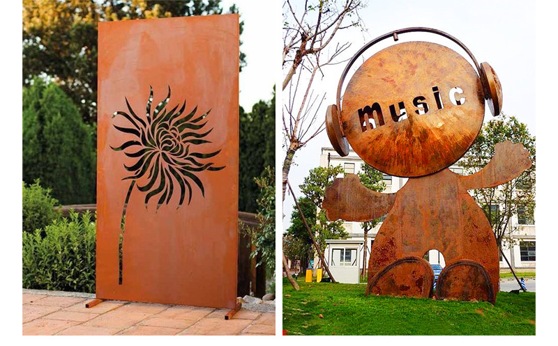 户外耐候钢板背景墙红锈公园广场幕墙隔断屏造型园林景观雕塑制作