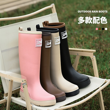 2024新款高筒雨鞋女款成人高档时尚雨靴防水胶鞋日韩长筒水鞋跨境