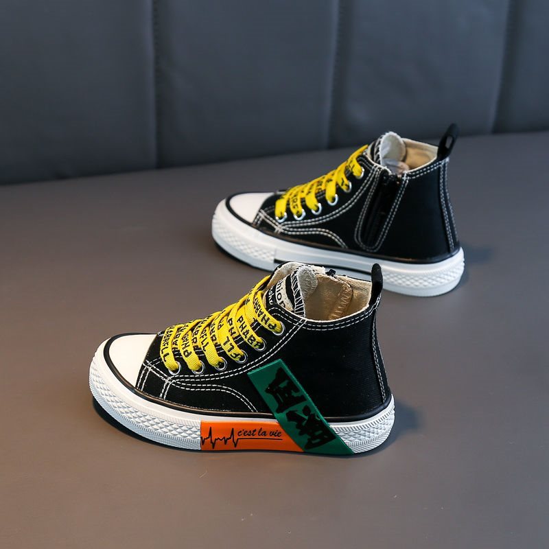 蜡比小星儿童高帮帆布鞋女童鞋子男童布鞋休闲鞋2022春季韩版新款