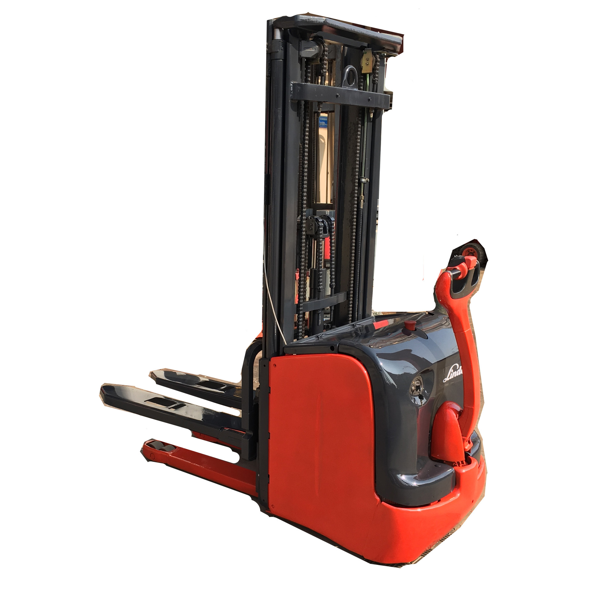 6吨林德l16电动堆高车步行式电动托盘堆垛车三节门架升4.5米