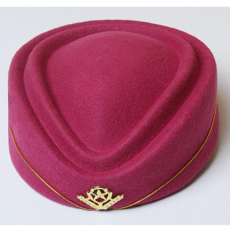 毛呢贝雷帽 航空学校表演酒店礼仪帽子 高铁动车乘务员空姐帽定制