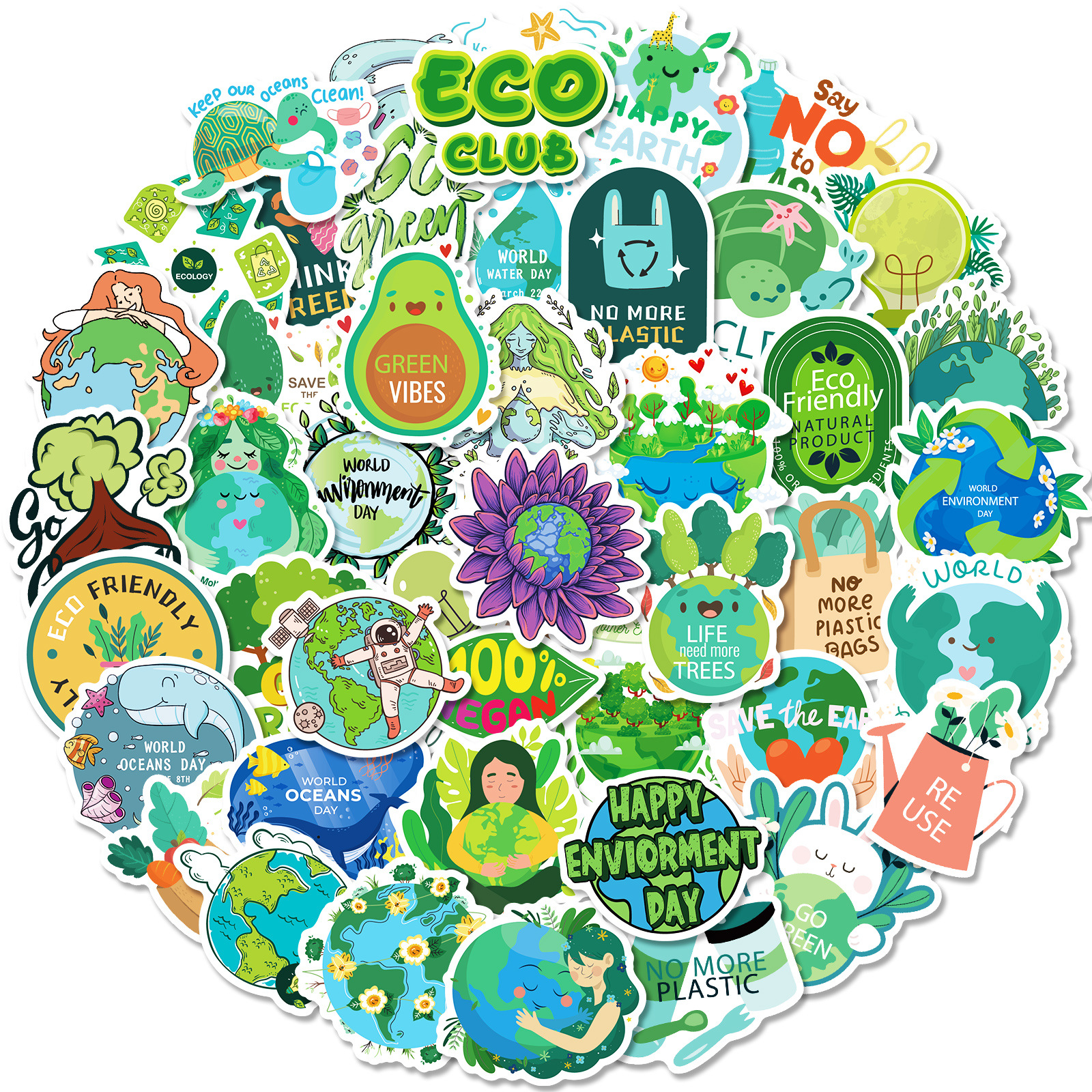 50张保护环境贴纸大自然绿色环保公益宣传贴纸保护地球贴纸现货
