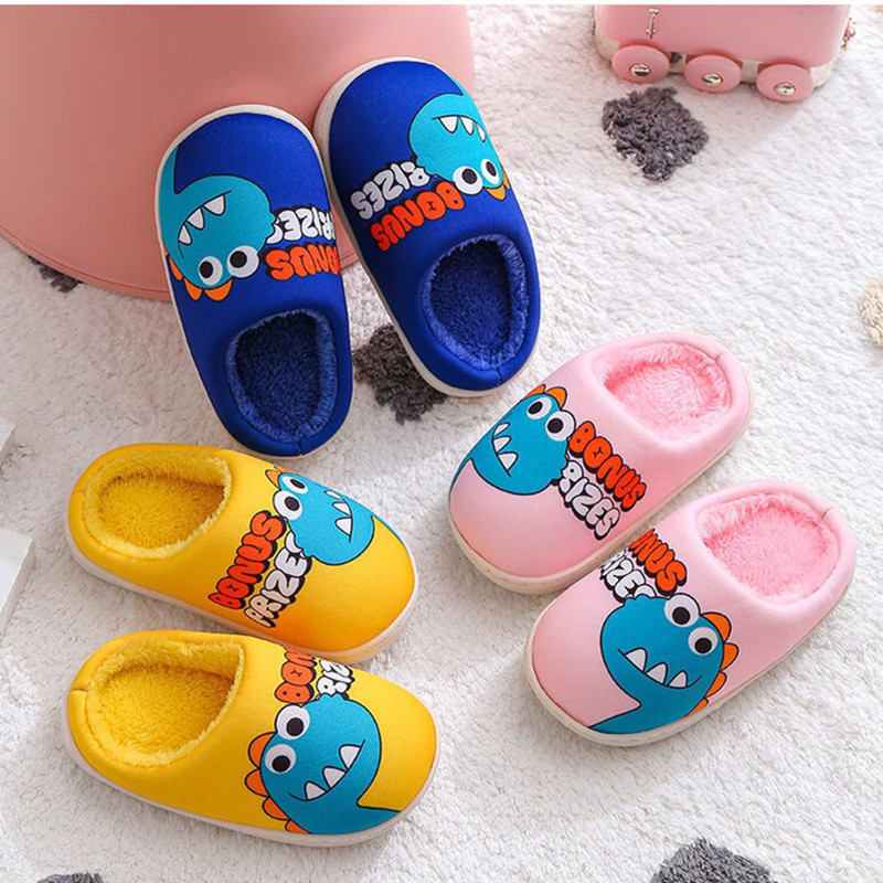 Cixi You Nuo Shoes 2023 Autumn and Winter New Children's Slippers Cartoon Little Dinosaur Home Cotton Slippers in Stock Wholesale