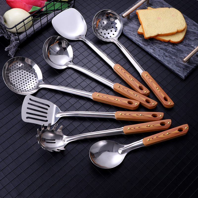 【锅铲四件套】不锈钢炒菜锅铲长柄手柄煎铲汤勺漏勺子厨具套装