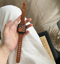 新款小蛮腰真皮iwatch7苹果手表带适用applewatch65489代SE女小众