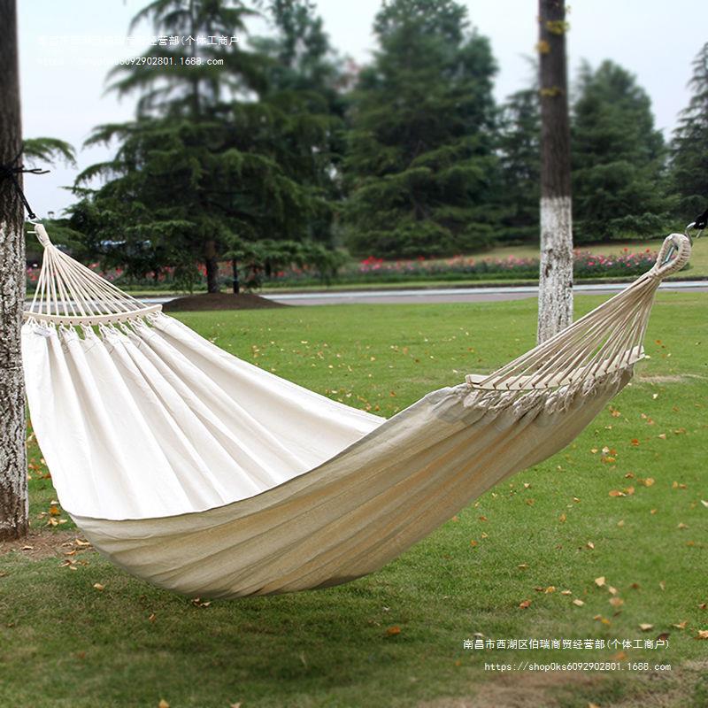双人吊床户外防侧翻加粗加厚帆布野外公园露营掉树挂床秋千吊椅