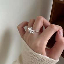s925纯银葡萄串戒指韩国小众品牌同款球球造型食指指环女J0436
