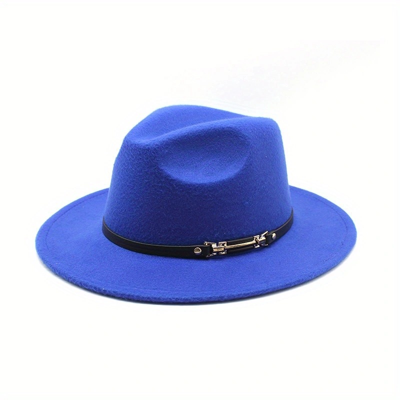 Amazon New Woolen Hat Fedora Hat British Style Retro Black Wool Fedora Hat Flat Brim Broad-Brimmed Hat
