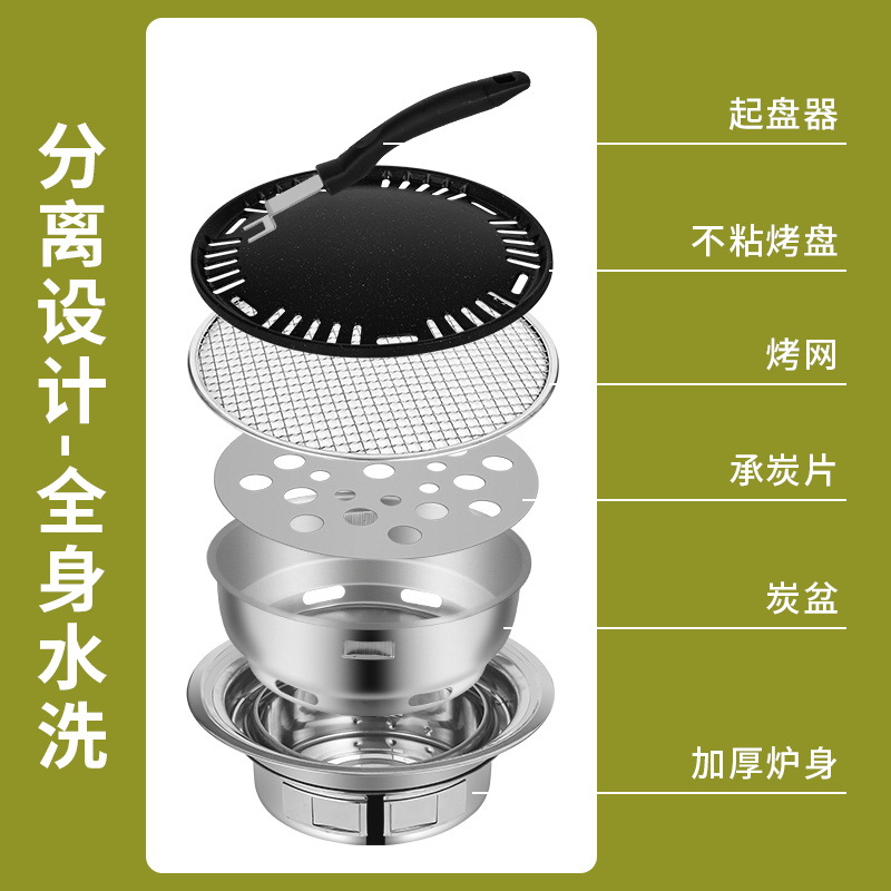 Barbecue oven Household Korean barbecue stove Commercial indoor smokeless stainless steel outdoor charcoal grill Carbon grill 539 Application Scenario