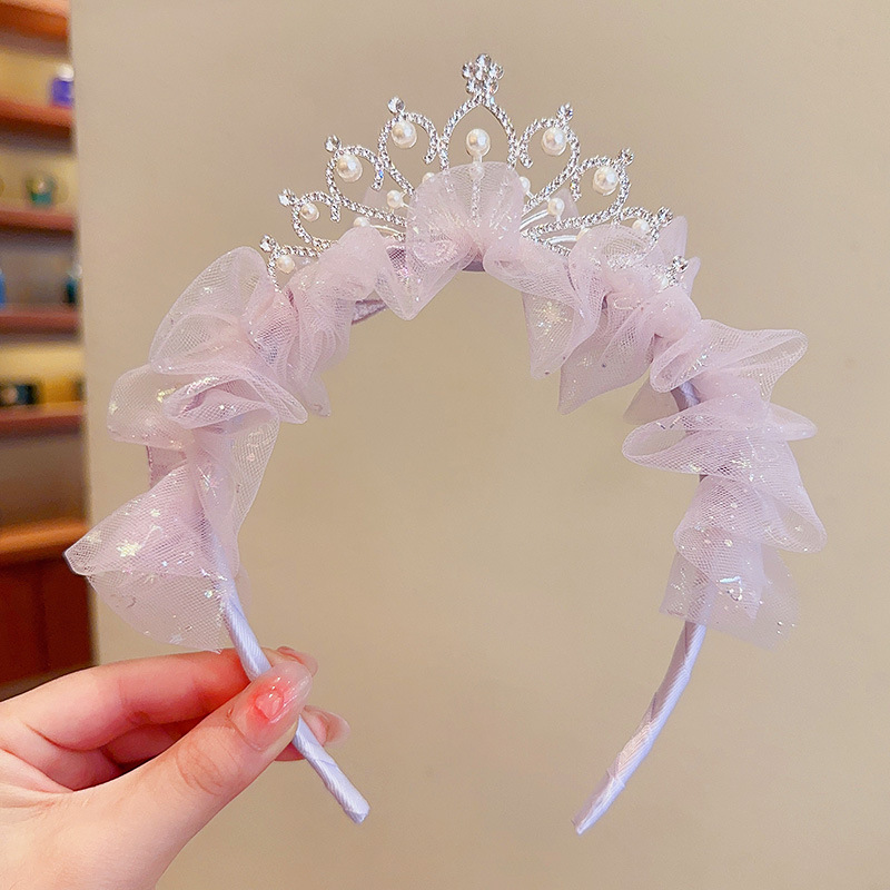 Children's Crown Super Fairy Headband Baby Birthday Veil Headband Female Sweet Cute Hairpin Hanfu Little Princess Headdress