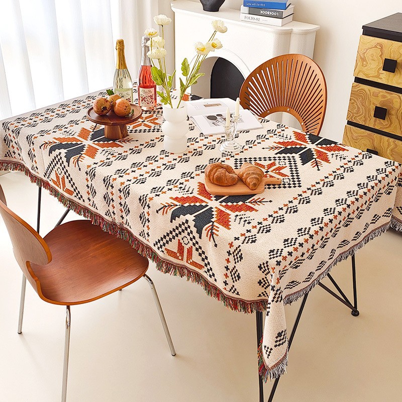 American Tablecloth Pastoral Style Table Mat Double-Sided Tablecloth Cotton Linen High-Grade Dining Tablecloth Camping Mat B & B Desk Pad