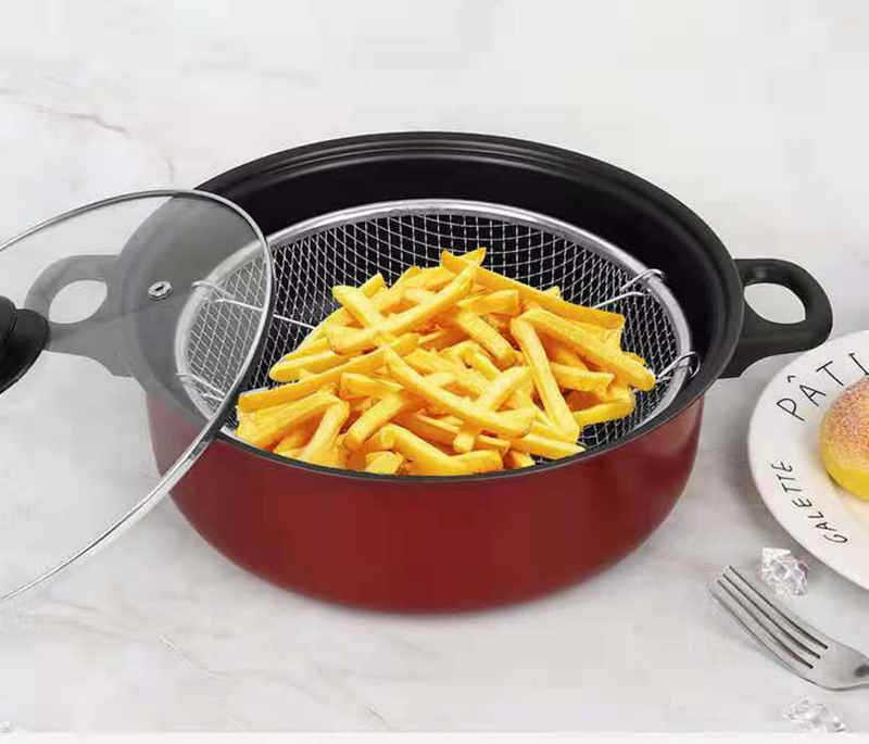 Multi-Functional Deep Frying Pan Fryer Soup Pot Fried Skewer Pot French Fries Deep Frying Pan Household