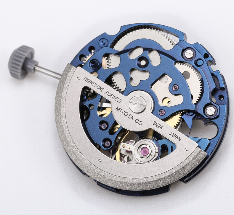 sanyin厂家直销 8n24机械机芯改装颜色 蓝色机芯手表配件个性定制