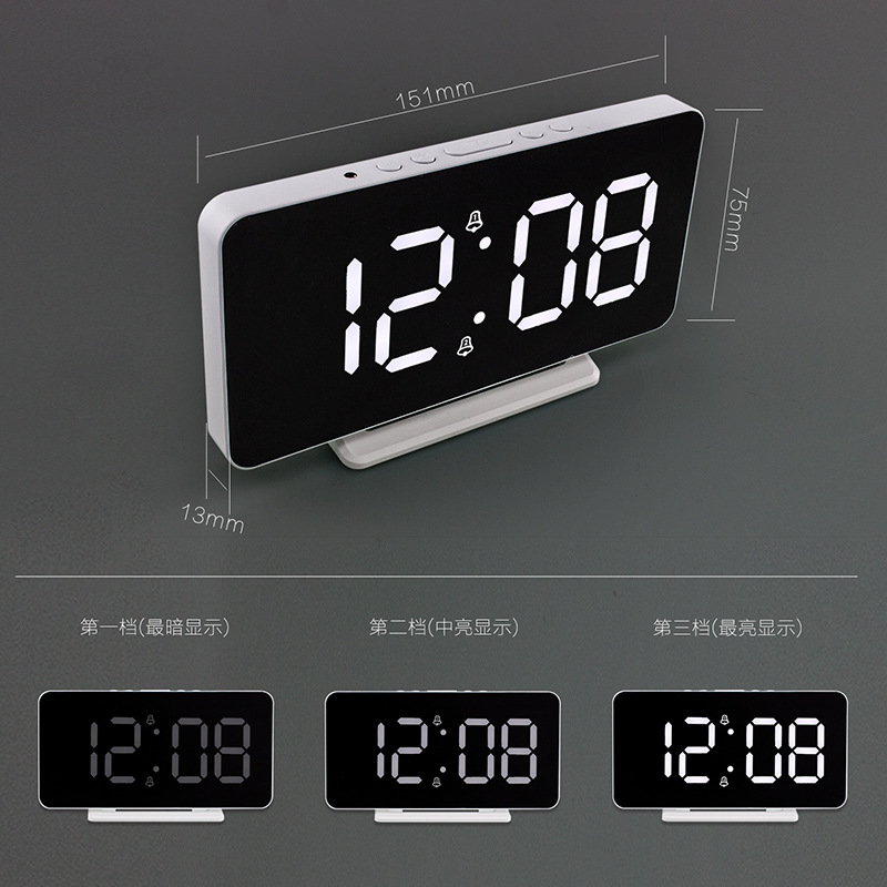 Modern Minimalist Children Student Elderly Bedroom Study Light Adjustable LED Digital Display Multi-Purpose Alarm Clock