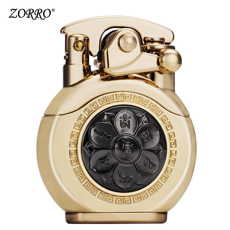 Fashion Zorro Z620 Rocker Arm Six Words Mantra Twelve Zodiac Armor Rotating round Clock Lighter Z620 Gift