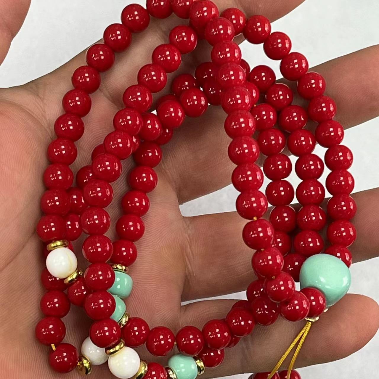 红色草珊瑚手链送闺蜜生日礼物送妈妈送女友气质108颗手链项链