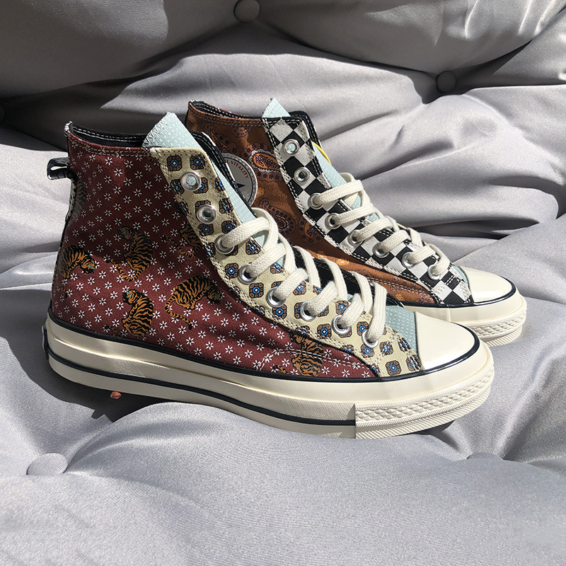 波尼邦克1970s星标腰果花帆布鞋小雏菊拼色滑板鞋百搭学生鞋ins潮