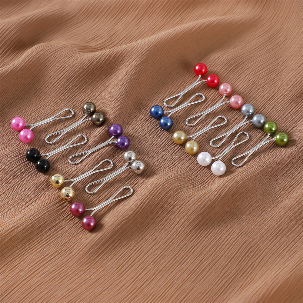 Cross-Border High Quality Colorful Pearl U-Clip Veil Pin Fixed Clip Silk Scarf Clip Neck Clip Scarf Buckle 12 Cards