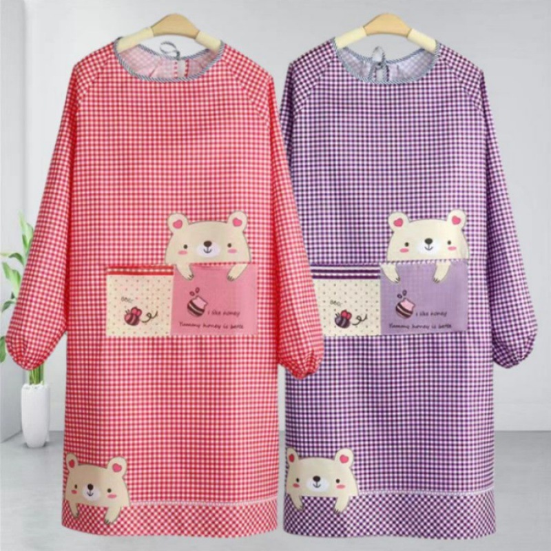 韩版围裙女长袖防污防油男女罩衣反穿衣围腰裙厨房围裙做饭围裙