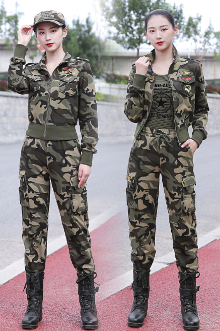 2021全棉迷彩服套装女战术服户外春秋学生军训服耐磨工装服作训服
