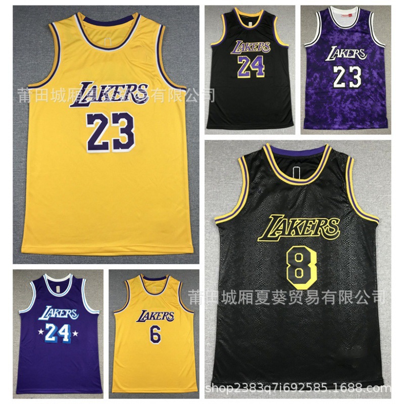 nba刺绣篮球球衣湖人队23号詹姆斯24#科比球衣 篮球球服批发laker