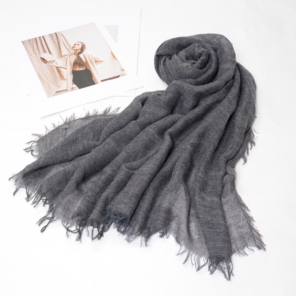 Factory Direct Sales Exclusive for Cross-Border European and American Spring and Autumn New Pure Color Cotton and Linen Shawl Casual Fashion All-Matching Women's Scarf