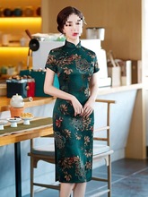 绿色伴侣2023夏季新款中国风旗袍连衣裙遮肚气质妈妈装小个子40到
