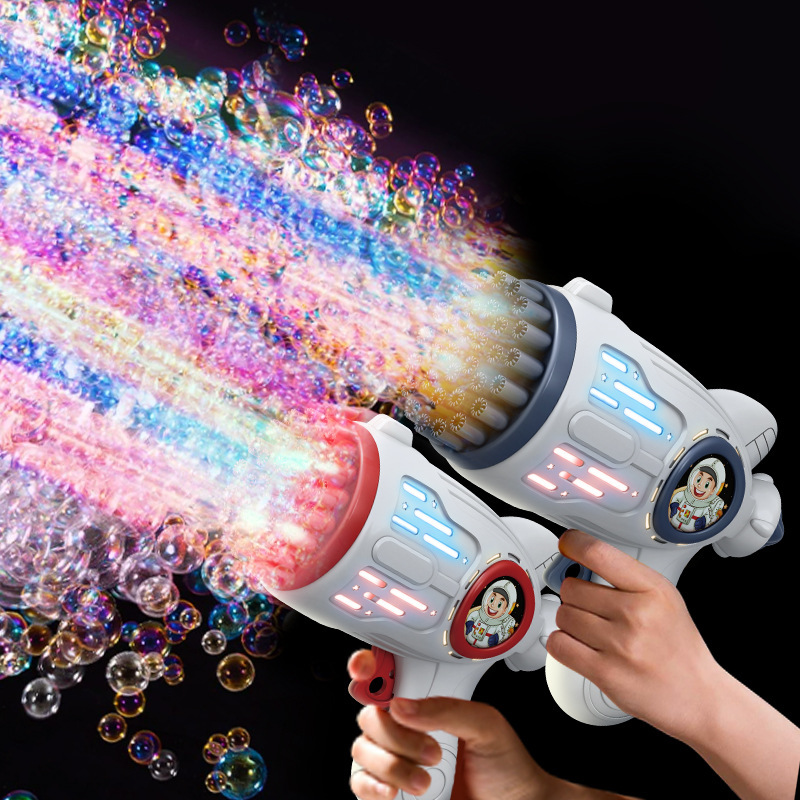 29-Hole Luminous Bubble Machine Handheld Gatling Electric Porous Bubble Gun Children's Day Toy Night Market Stall