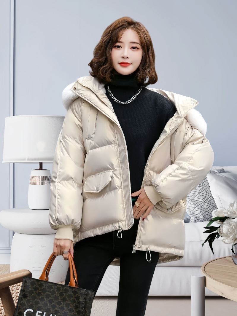 disposable down jacket women‘s short 2024 new korean style fashion shiny surface white duck down loose down jacket warm coat