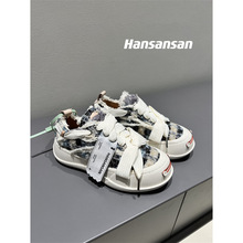 【Hansansan】升级版！新色檀健次同款厚底开口笑帆布大头鞋休闲