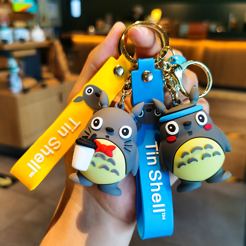 Cute Anime Hayao Miyazaki Little Totoro Keychain Doll Pendant Korean Cartoon Men and Women Creativity Hanging Ornament Crane Machine