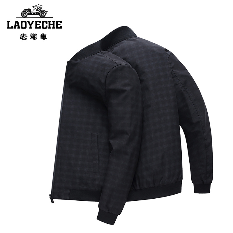 老爷车黑色夹克男士棒球领2024新款休闲外套男春秋款lcnjjk8002
