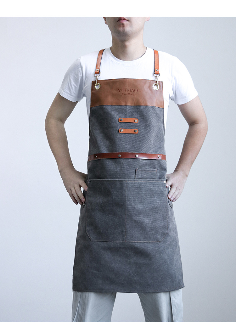 咖啡师中餐厅围裙花艺木工烘焙奶茶店美甲美发工作服男女印logo