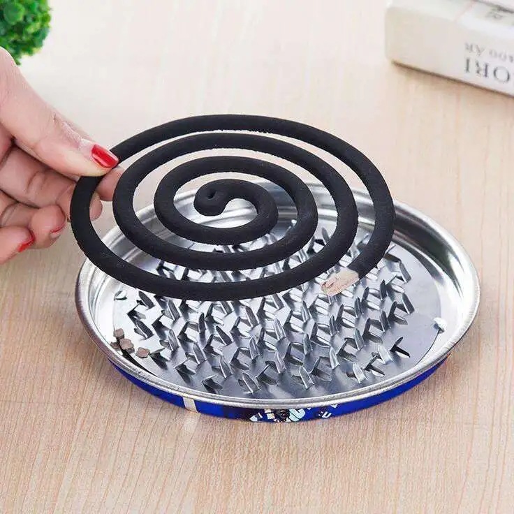 Mosquito Coil Large Mosquito Smudge Box Stainless Steel Saws Toothed Gray Plate Fireproof Safety Mosquito Repellent Incense Holder Mosquito Incense Holder Aromatherapy Tray