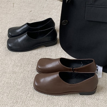 DUXI小众设计方头小皮鞋2022年秋冬新款韩版软底舒适百搭外穿单鞋