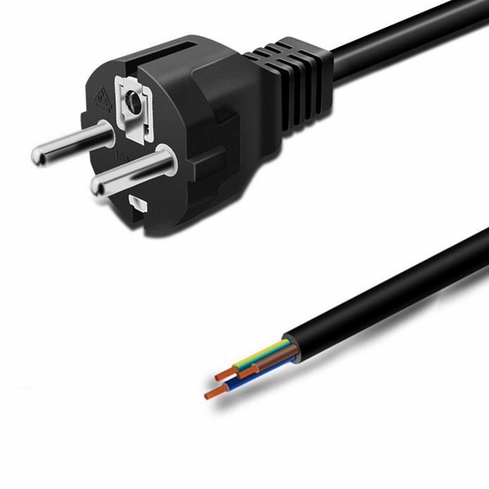 vde欧洲插头电源线075平方欧规防水三芯电源线欧标插头电源线