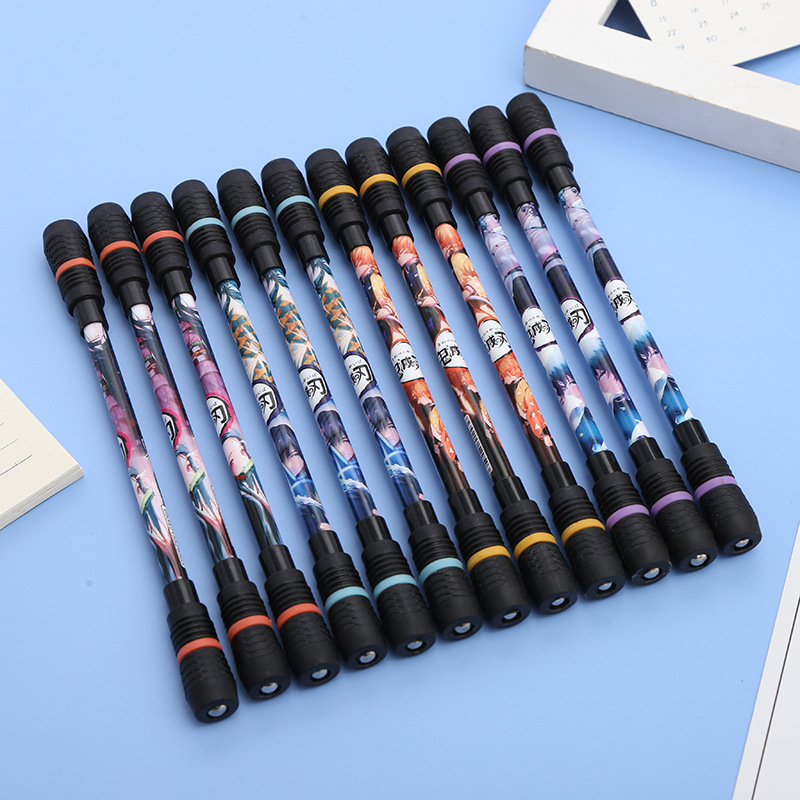 初学者转转笔批发学生考试书写笔个性卡通中性笔黒芯顺滑签字笔