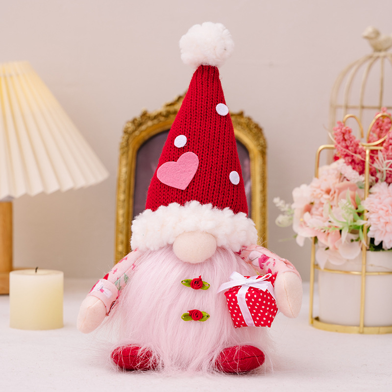 24 New Valentine's Day Decoration Supplies Couple Love Dwarf Doll Decoration Luminous Pink Doll Gift