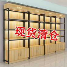 超市货架零食化妆品陈列架便利店商品展示柜多层钢木置物架可调节