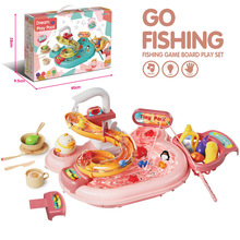 跨境宝宝钓鱼戏水儿童电动旋转音乐灯光钓鱼池亲子互动玩具套装