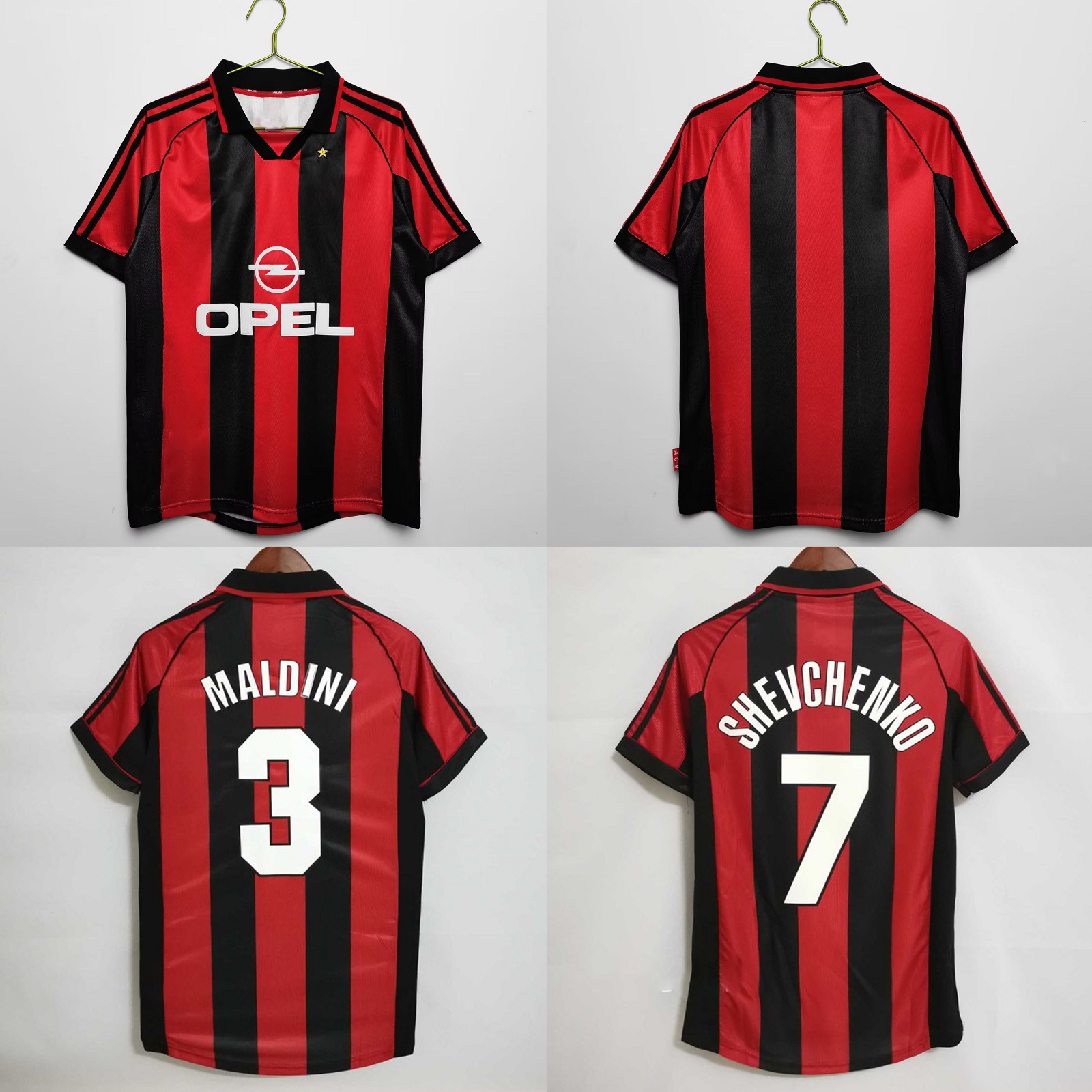 98-99意甲ac复古球衣比埃霍夫 马尔蒂尼舍普琴科维阿博班米兰主场