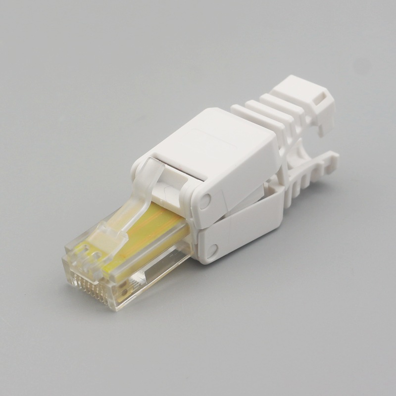 免压水晶头非屏蔽超五类六类免工具压接网线头免压接七屏蔽网线头